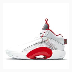 Nike Fire Koripallokengät Miesten Air Jordan 35 Valkoinen Punainen Hopea | JD-167EN