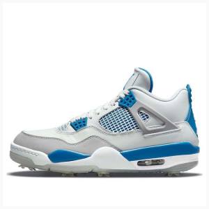 Nike Golf Military Koripallokengät Miesten Air Jordan 4 Valkoinen Sininen | JD-698UD