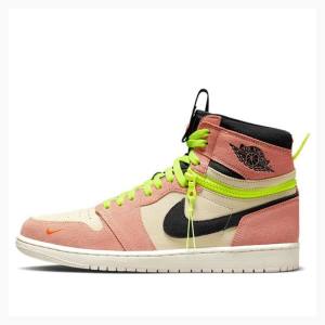 Nike High Switch Peach Koripallokengät Miesten Air Jordan 1 Mustat Pinkki Vihreä | JD-589NQ