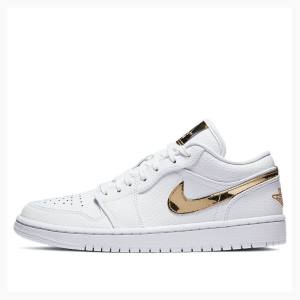 Nike Low SE Metallic Tennarit Naisten Air Jordan 1 Valkoinen Kultaiset | JD-769UG