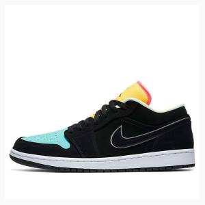 Nike Low SE Tennarit Miesten Air Jordan 1 Mustat Keltainen Vihreä | JD-382YR