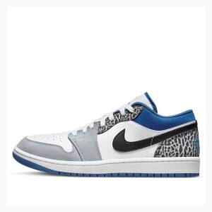 Nike Low SE Tennarit Miesten Air Jordan 1 Valkoinen Sininen Harmaat | JD-678OP