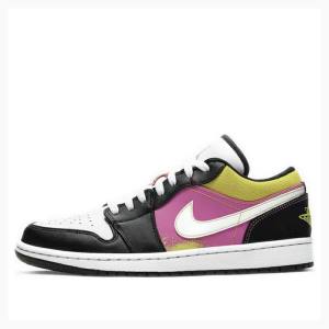 Nike Low Spray Paint Tennarit Miesten Air Jordan 1 Mustat Violetit Keltainen | JD-084WX