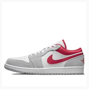 Nike Low Tennarit Miesten Air Jordan 1 Valkoinen Harmaat Punainen | JD-719CL