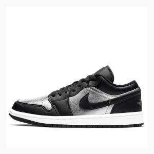 Nike Low Tennarit Naisten Air Jordan 1 Mustat Hopea | JD-017TW