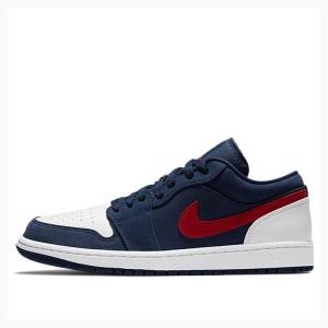 Nike Low USA Tennarit Miesten Air Jordan 1 Sininen Punainen | JD-765ZR