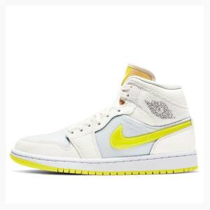 Nike MId SE Sail Koripallokengät Naisten Air Jordan 1 Valkoinen Keltainen | JD-752IP
