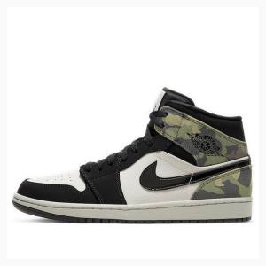 Nike Mid Camo Koripallokengät Miesten Air Jordan 1 Mustat Valkoinen Vihreä | JD-715RN