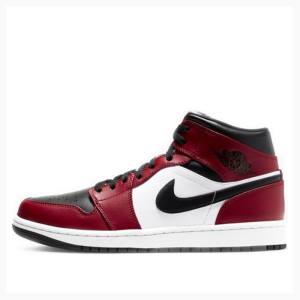 Nike Mid Chicago Koripallokengät Miesten Air Jordan 1 Mustat Valkoinen Punainen | JD-436NE
