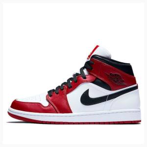 Nike Mid Chicago Koripallokengät Miesten Air Jordan 1 Valkoinen Mustat Punainen | JD-891CB