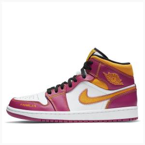 Nike Mid DOD Dia de los Muertos Koripallokengät Miesten Air Jordan 1 Violetit Kultaiset | JD-761HP
