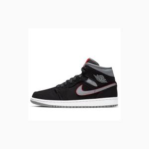 Nike Mid Gym Koripallokengät Miesten Air Jordan 1 Mustat Harmaat Punainen | JD-950LI