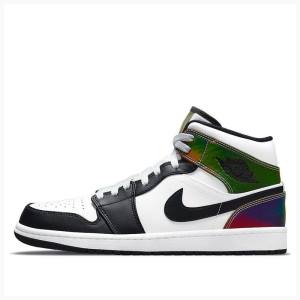 Nike Mid Heat Reactive Koripallokengät Miesten Air Jordan 1 Valkoinen Mustat | JD-324YM