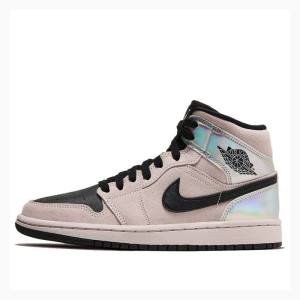 Nike Mid Iridescent Koripallokengät Naisten Air Jordan 1 Pinkki Mustat | JD-512EL