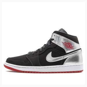 Nike Mid Johnny Kilroy Koripallokengät Miesten Air Jordan 1 Mustat Hopea | JD-074GJ