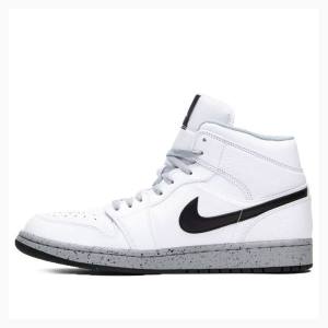 Nike Mid Koripallokengät Miesten Air Jordan 1 Valkoinen Mustat | JD-265EJ