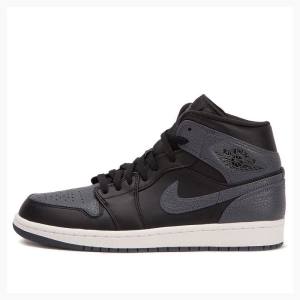 Nike Mid Koripallokengät Miesten Air Jordan 1 Mustat Tummanharmaat | JD-365DX