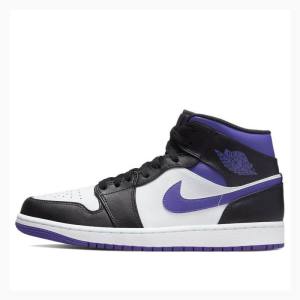 Nike Mid Koripallokengät Miesten Air Jordan 1 Valkoinen Mustat Violetit | JD-371YO