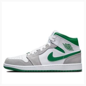 Nike Mid Koripallokengät Miesten Air Jordan 1 Valkoinen Harmaat Vihreä | JD-672JU