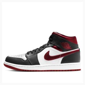 Nike Mid Koripallokengät Miesten Air Jordan 1 Mustat Valkoinen Punainen | JD-947CF