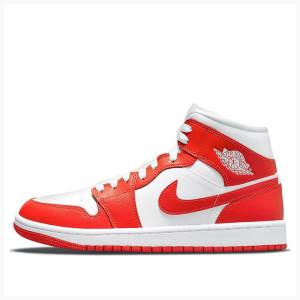 Nike Mid Koripallokengät Naisten Air Jordan 1 Punainen Valkoinen | JD-518UY