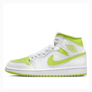 Nike Mid Koripallokengät Naisten Air Jordan 1 Valkoinen Vihreä | JD-632ZQ