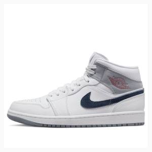 Nike Mid Paris Koripallokengät Miesten Air Jordan 1 Valkoinen Mustat | JD-067FA