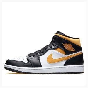 Nike Mid Pollen Koripallokengät Miesten Air Jordan 1 Mustat Valkoinen Keltainen | JD-801OG