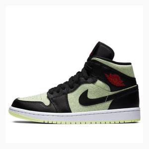 Nike Mid SE 'Black Barely Volt' Koripallokengät Naisten Air Jordan 1 Mustat Vihreä | JD-764YX