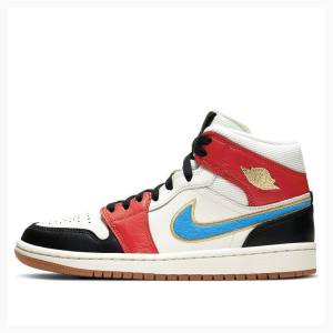 Nike Mid SE Let(Her)Man Koripallokengät Naisten Air Jordan 1 Valkoinen Punainen Sininen | JD-148JI