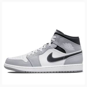 Nike Mid Smoke Koripallokengät Miesten Air Jordan 1 Harmaat Valkoinen Mustat | JD-834EM