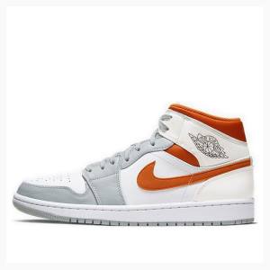 Nike Mid Starfish Koripallokengät Miesten Air Jordan 1 Valkoinen Harmaat Oranssi | JD-934CW