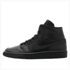 Nike Mid Triple Koripallokengät Naisten Air Jordan 1 Mustat | JD-213RQ