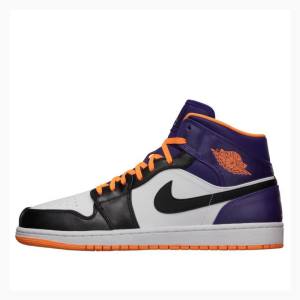 Nike Mid White Bright Citrus Koripallokengät Miesten Air Jordan 1 Violetit Mustat Oranssi | JD-178FU