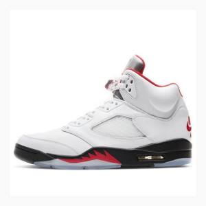 Nike Retro Fire Koripallokengät Miesten Air Jordan 5 Valkoinen Punainen | JD-095QI