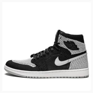 Nike Retro Flyknit Shadow Koripallokengät Miesten Air Jordan 1 Mustat Harmaat | JD-746UZ