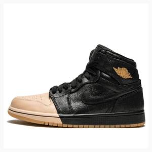 Nike Retro HI PRM Tan Koripallokengät Naisten Air Jordan 1 Mustat Ruskea | JD-879MZ