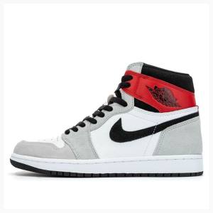 Nike Retro High OG Light Smoke Koripallokengät Miesten Air Jordan 1 Harmaat Mustat Punainen | JD-629GO