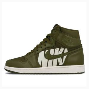 Nike Retro High OG Swoosh Koripallokengät Miesten Air Jordan 1 Oliivinvihreä | JD-976RG