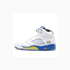 Nike Retro Laney Koripallokengät Miesten Air Jordan 5 Valkoinen Sininen | JD-294HL