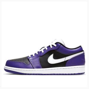 Nike Retro Low Court Tennarit Miesten Air Jordan 1 Violetit Mustat | JD-725OX