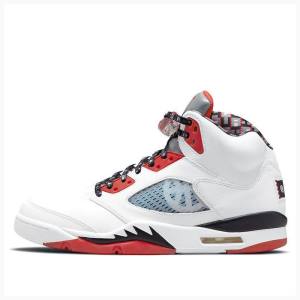 Nike Retro Quai 54 Koripallokengät Miesten Air Jordan 5 Valkoinen Punainen Hopea | JD-021AR