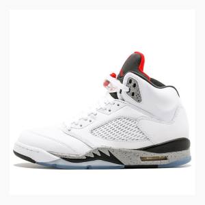 Nike Retro White Cement Koripallokengät Miesten Air Jordan 5 Valkoinen Mustat Punainen | JD-357LT