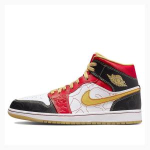 Nike XQ 2022 Koripallokengät Miesten Air Jordan 1 Valkoinen Punainen Kultaiset | JD-563PC