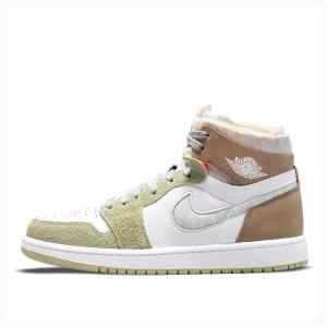 Nike Zoom Air CMFT Aura Koripallokengät Naisten Air Jordan 1 Valkoinen Harmaat Ruskea | JD-403KR