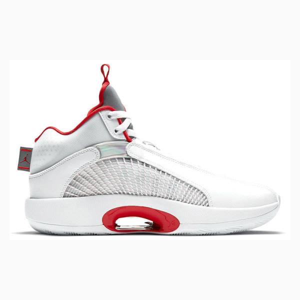 Nike Fire Koripallokengät Miesten Air Jordan 35 Valkoinen Punainen Hopea | JD-167EN