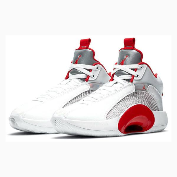 Nike Fire Koripallokengät Miesten Air Jordan 35 Valkoinen Punainen Hopea | JD-167EN