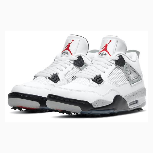 Nike Golf Cement Koripallokengät Miesten Air Jordan 4 Valkoinen Mustat Punainen | JD-689KC