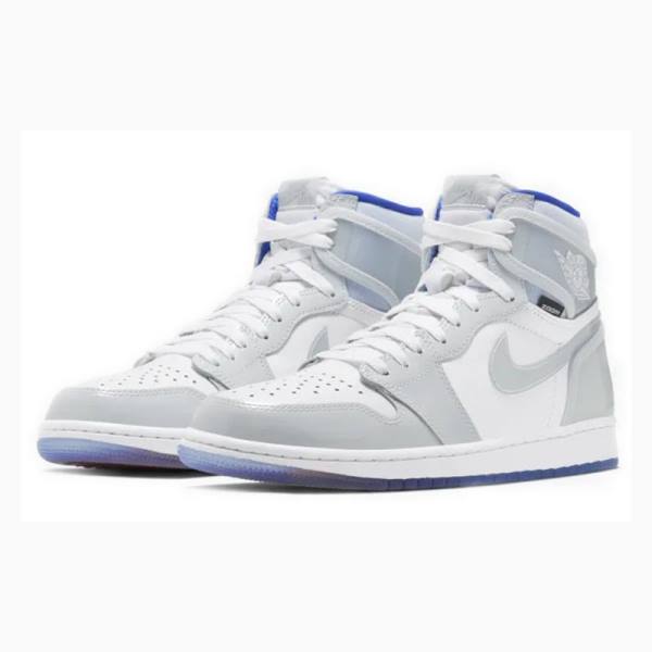 Nike HI Zoom Air Racer Koripallokengät Miesten Air Jordan 1 Valkoinen Sininen | JD-039LF