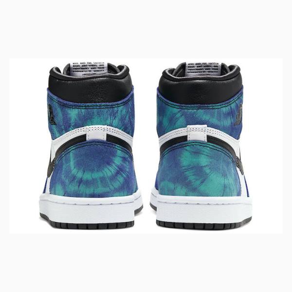 Nike High OG Tie Dye Koripallokengät Naisten Air Jordan 1 Valkoinen Mustat Sininen | JD-034CP